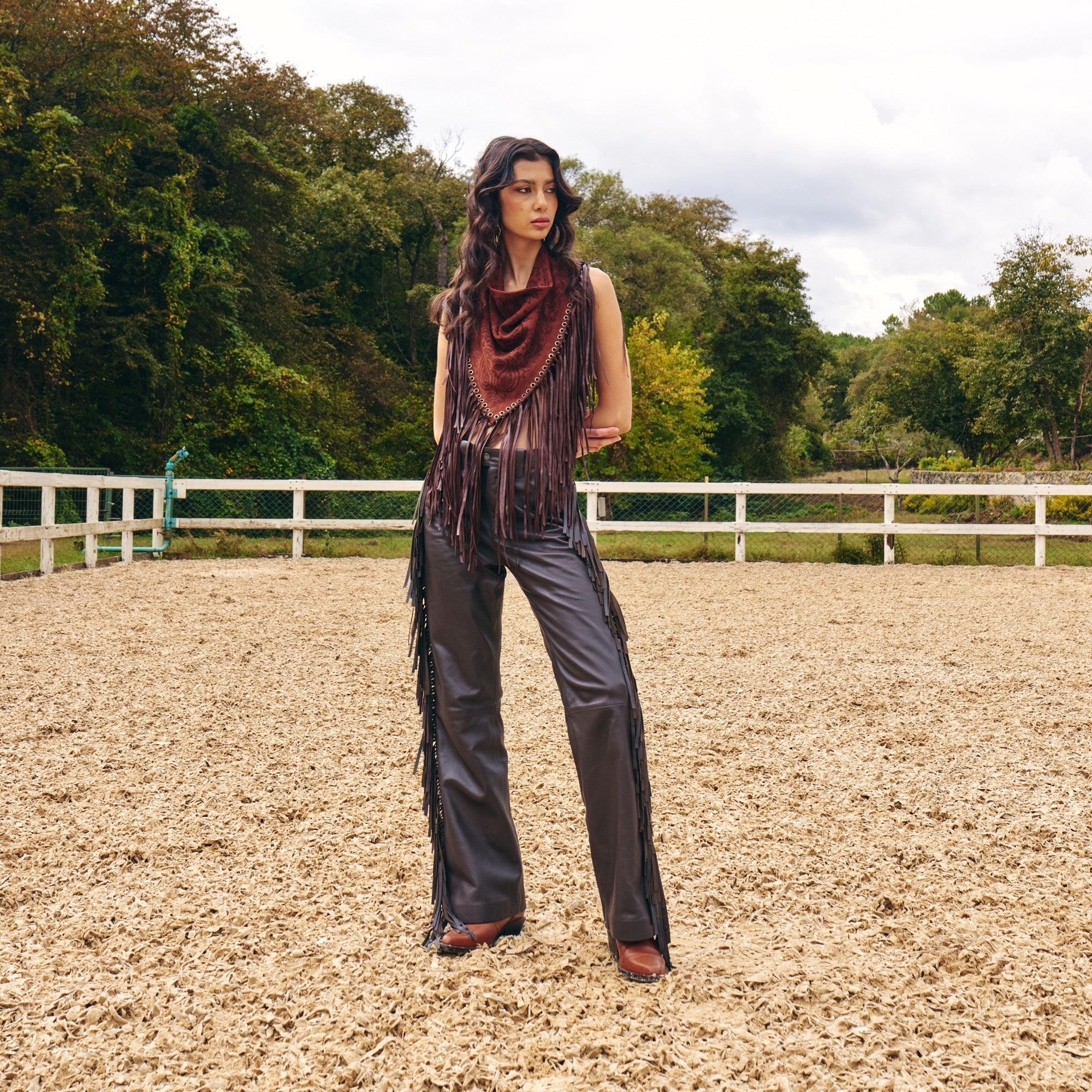 Signature Large Bandanna Scarf Brown