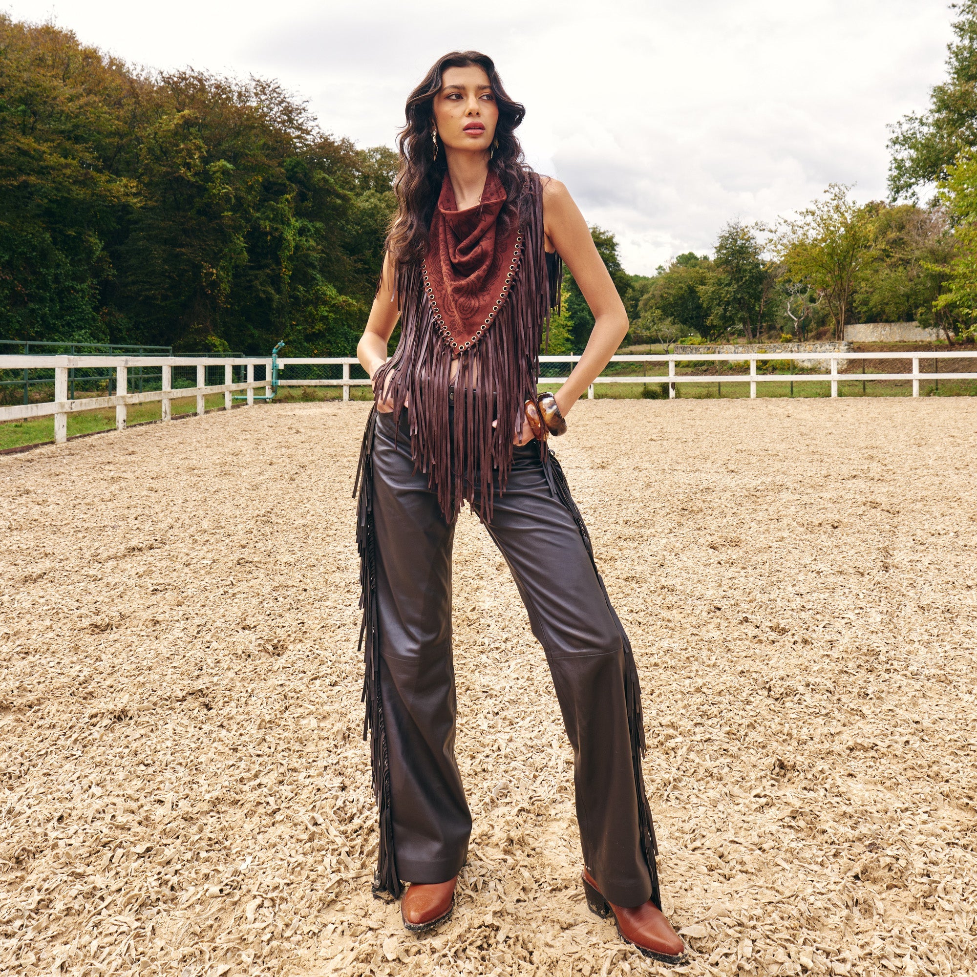 Signature Large Bandanna Scarf Brown