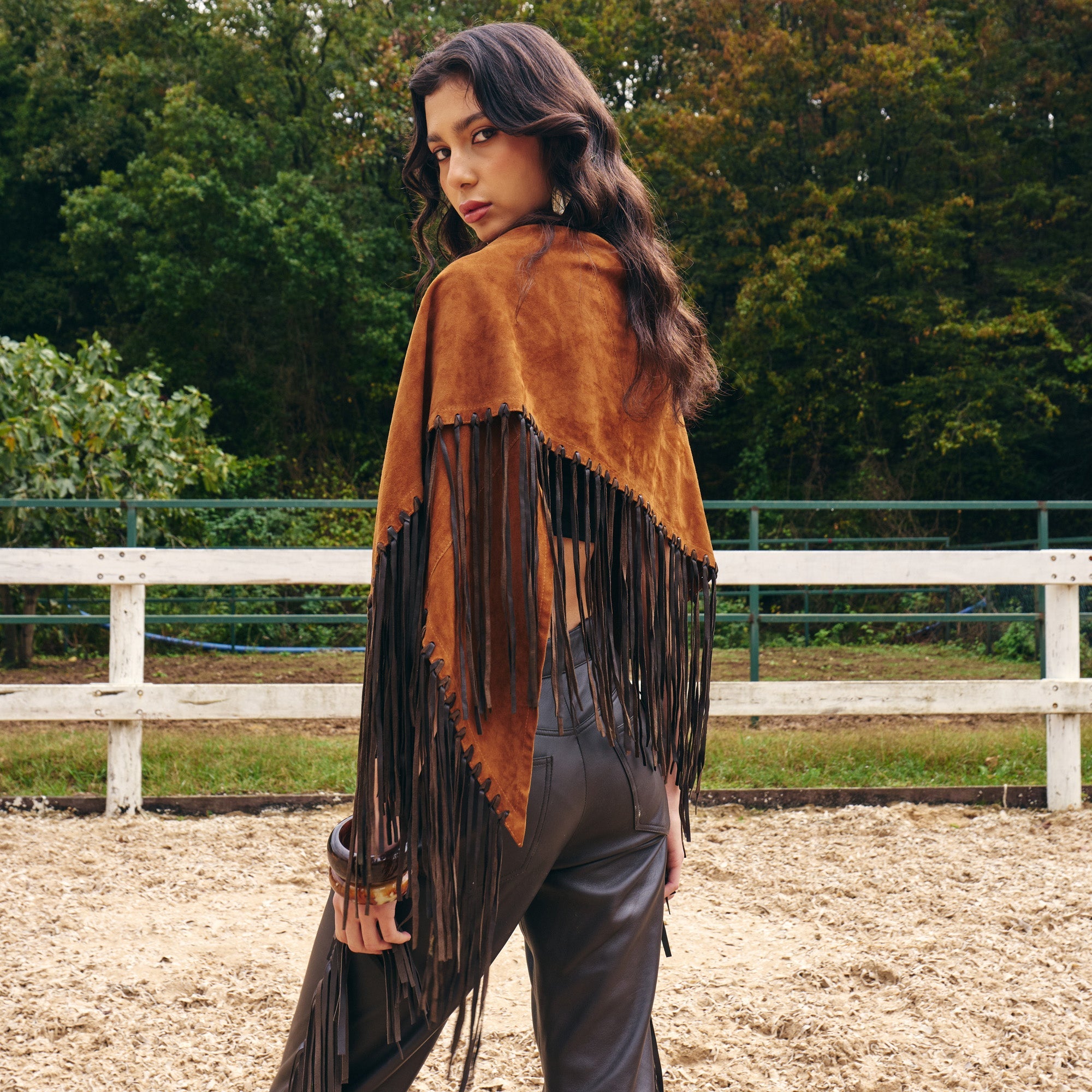 Suede Fringed Poncho