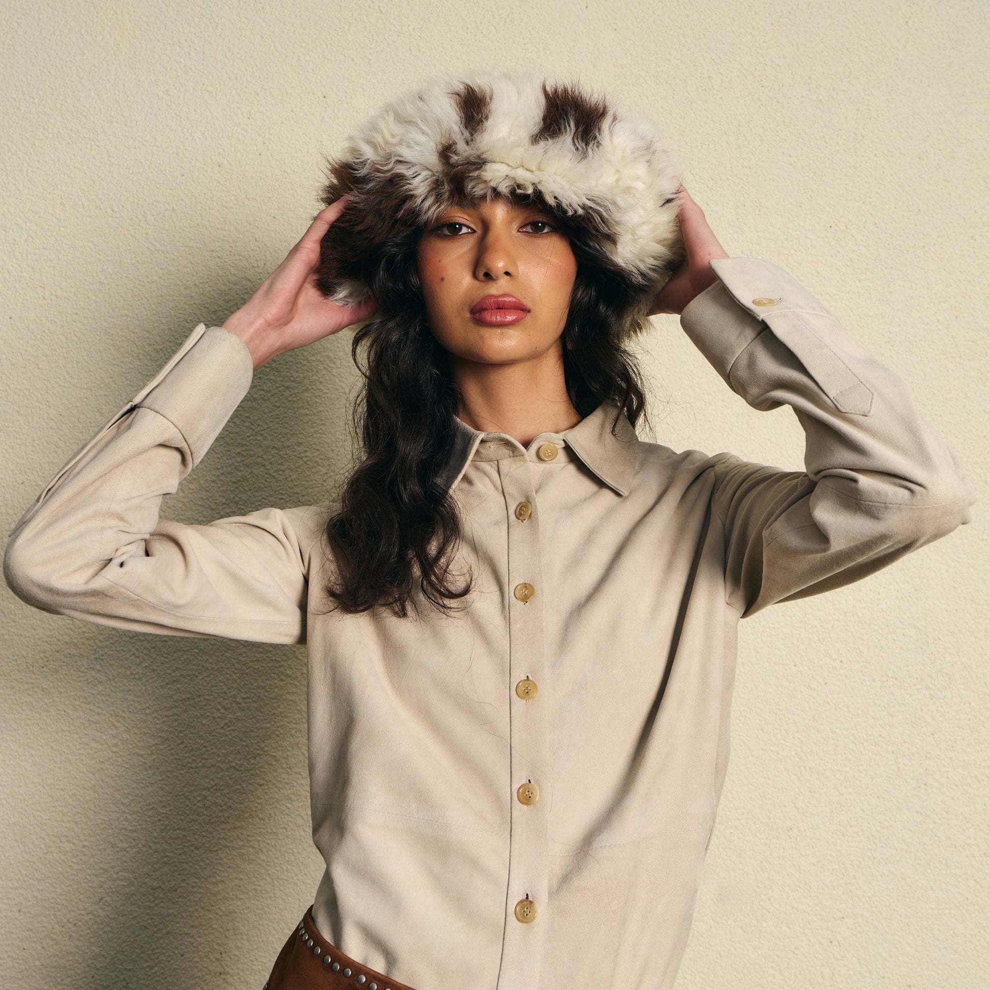 Bucket Hat Cream & Brown Patch