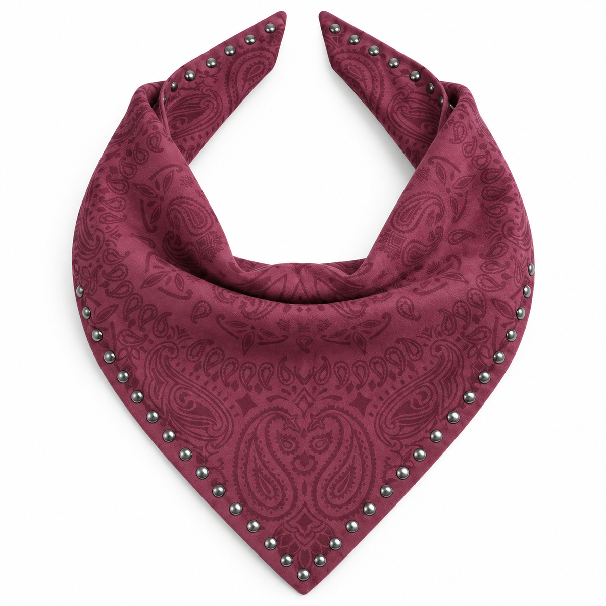 Studded Small Paisley Bandanna Scarf Dusty Plum
