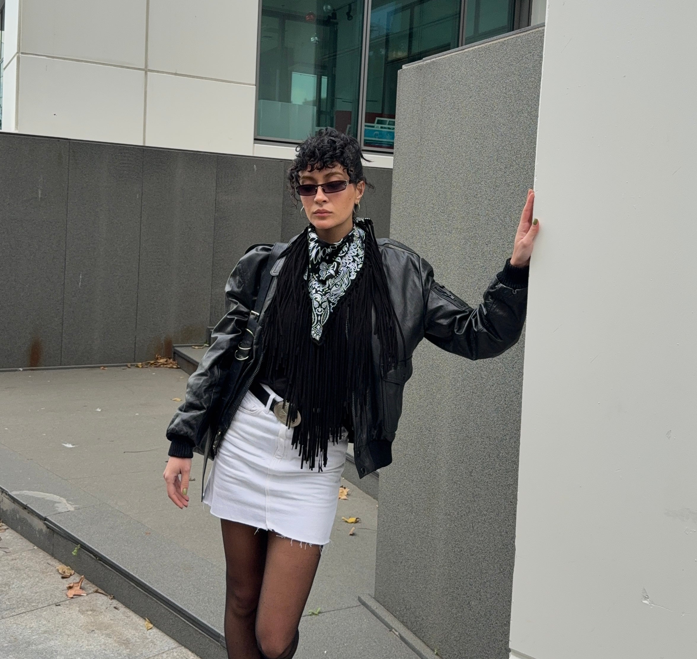 Signature Small Bandanna Scarf Black & White