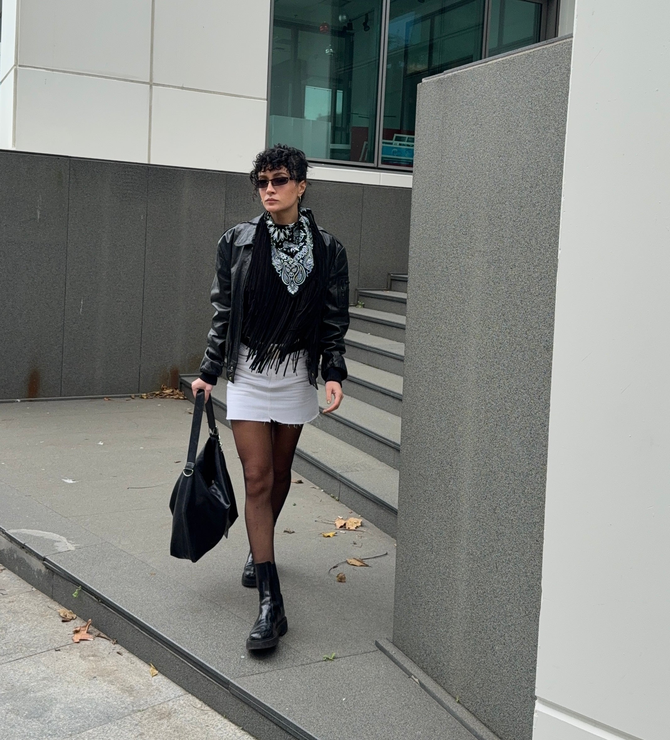 Signature Small Bandanna Scarf Black & White