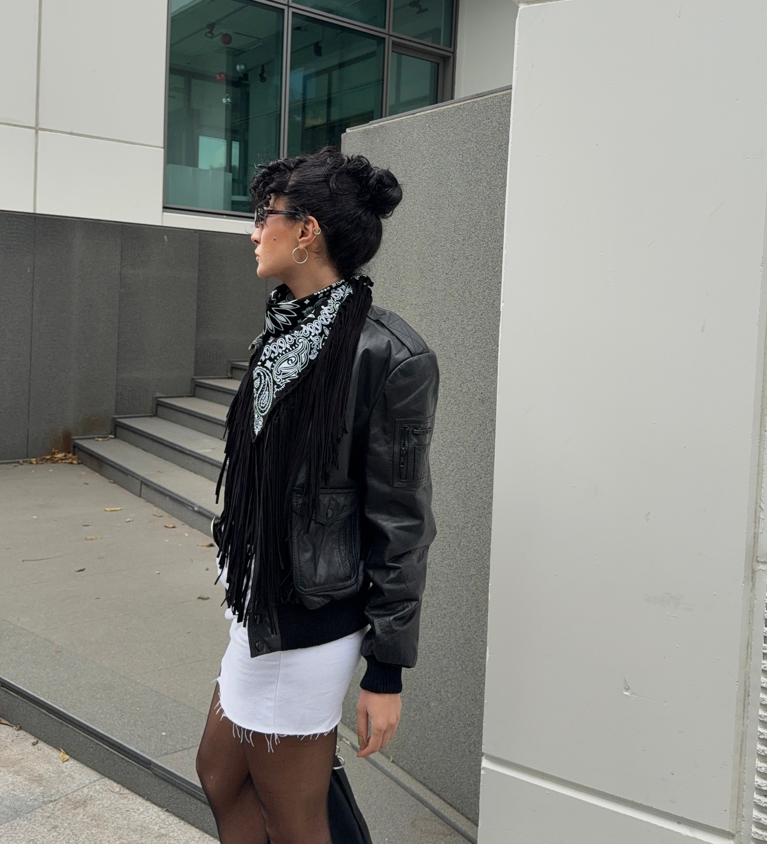 Signature Small Bandanna Scarf Black & White