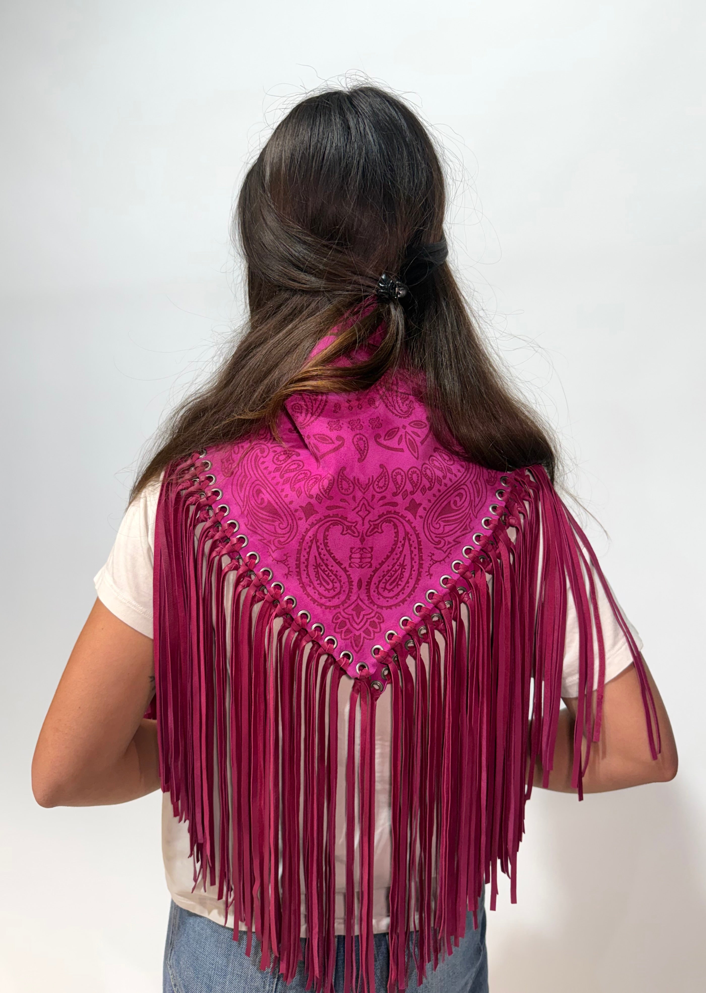 Signature Small Bandanna Scarf Fushia