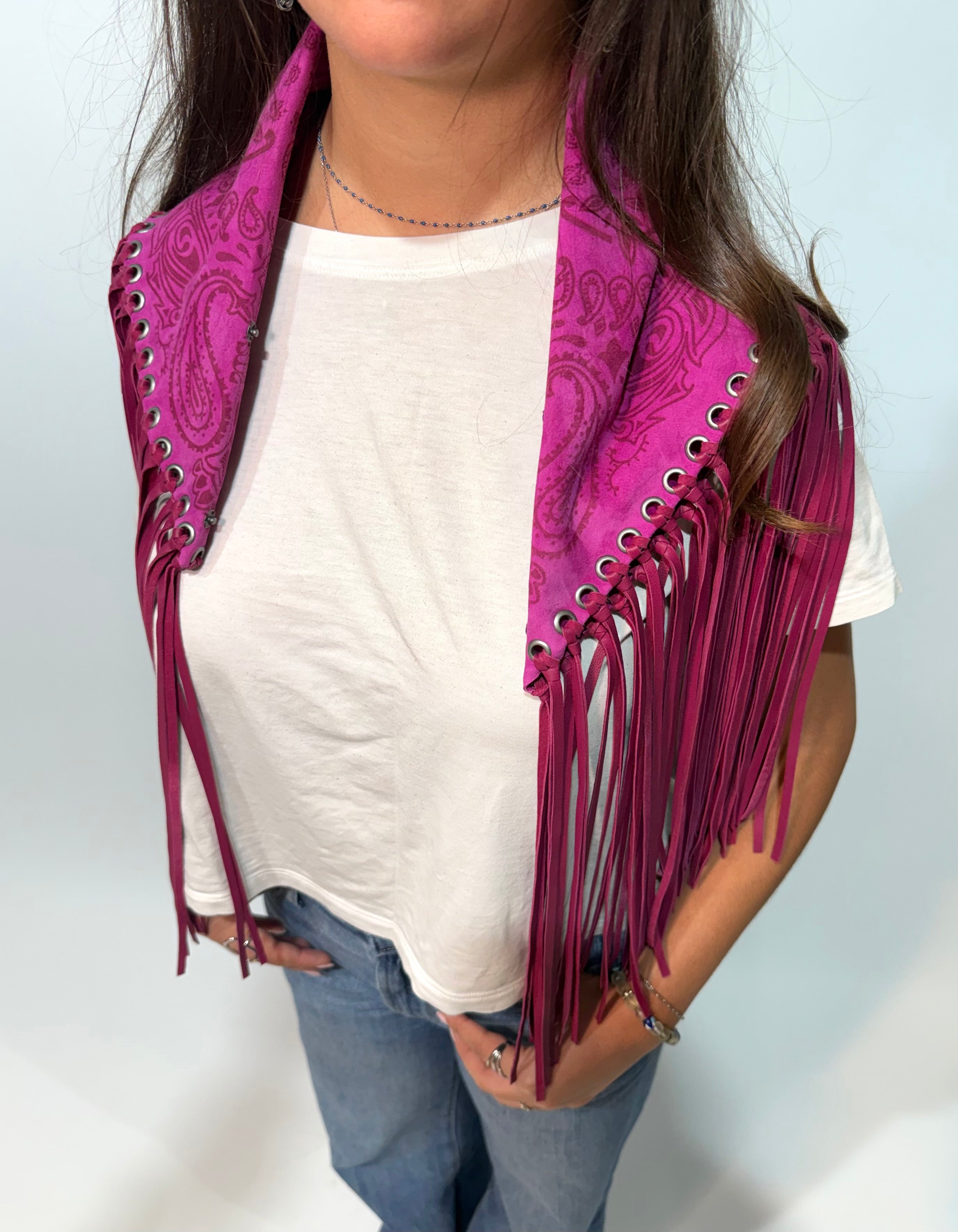 Signature Small Bandanna Scarf Fushia