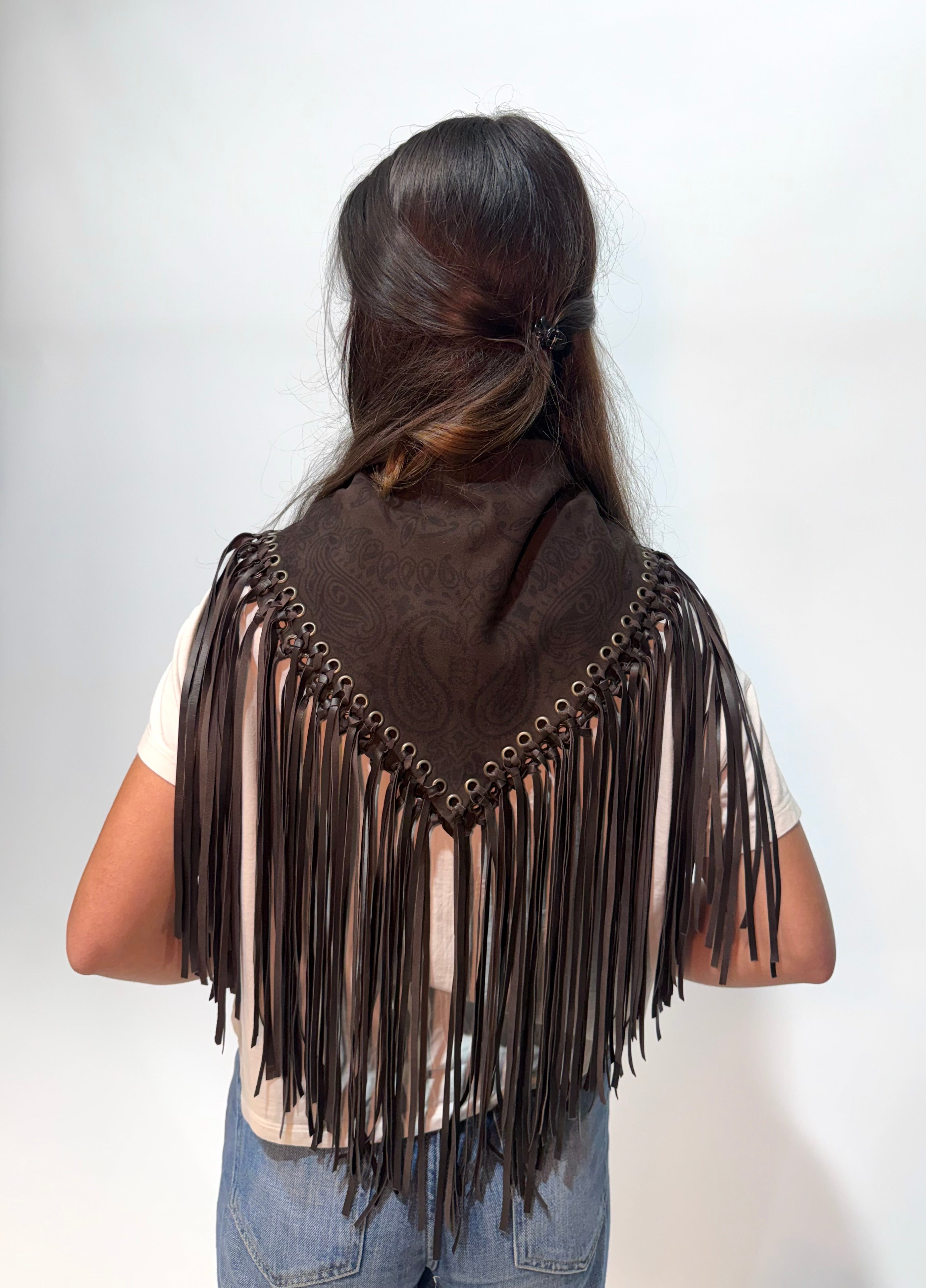 Signature Small Bandanna Scarf Dark Brown