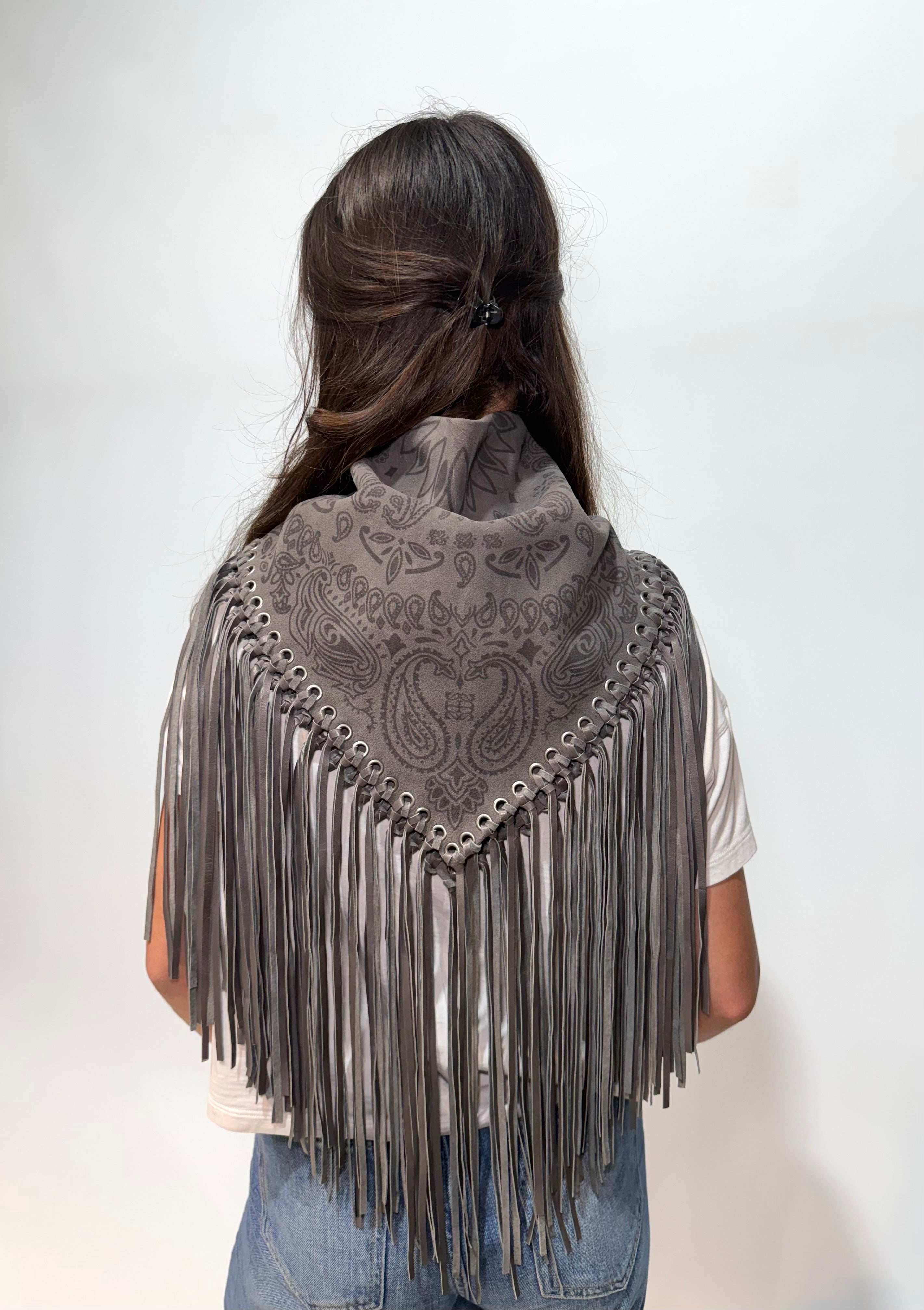 Signature Small Bandanna Scarf Gray