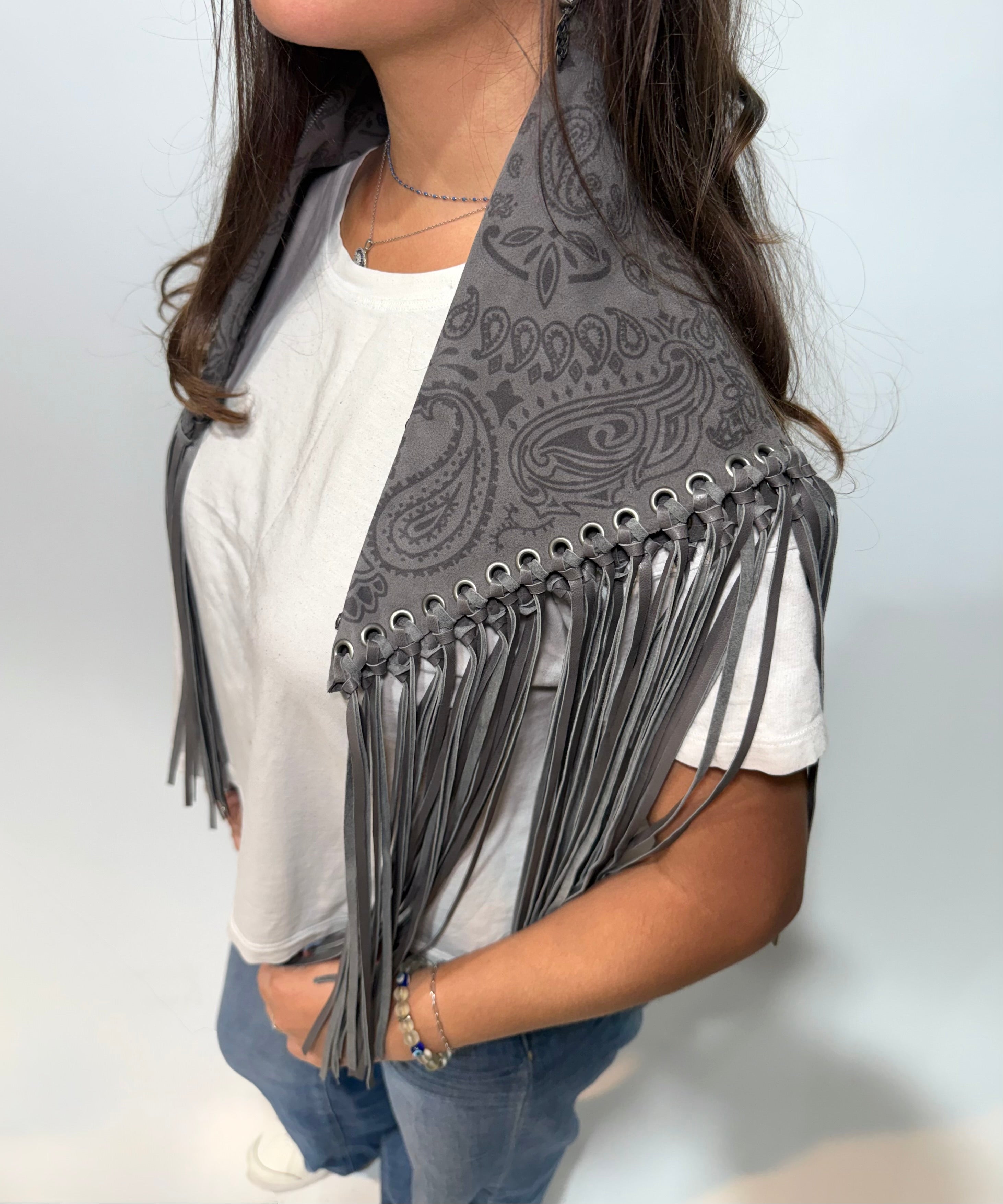 Signature Small Bandanna Scarf Gray