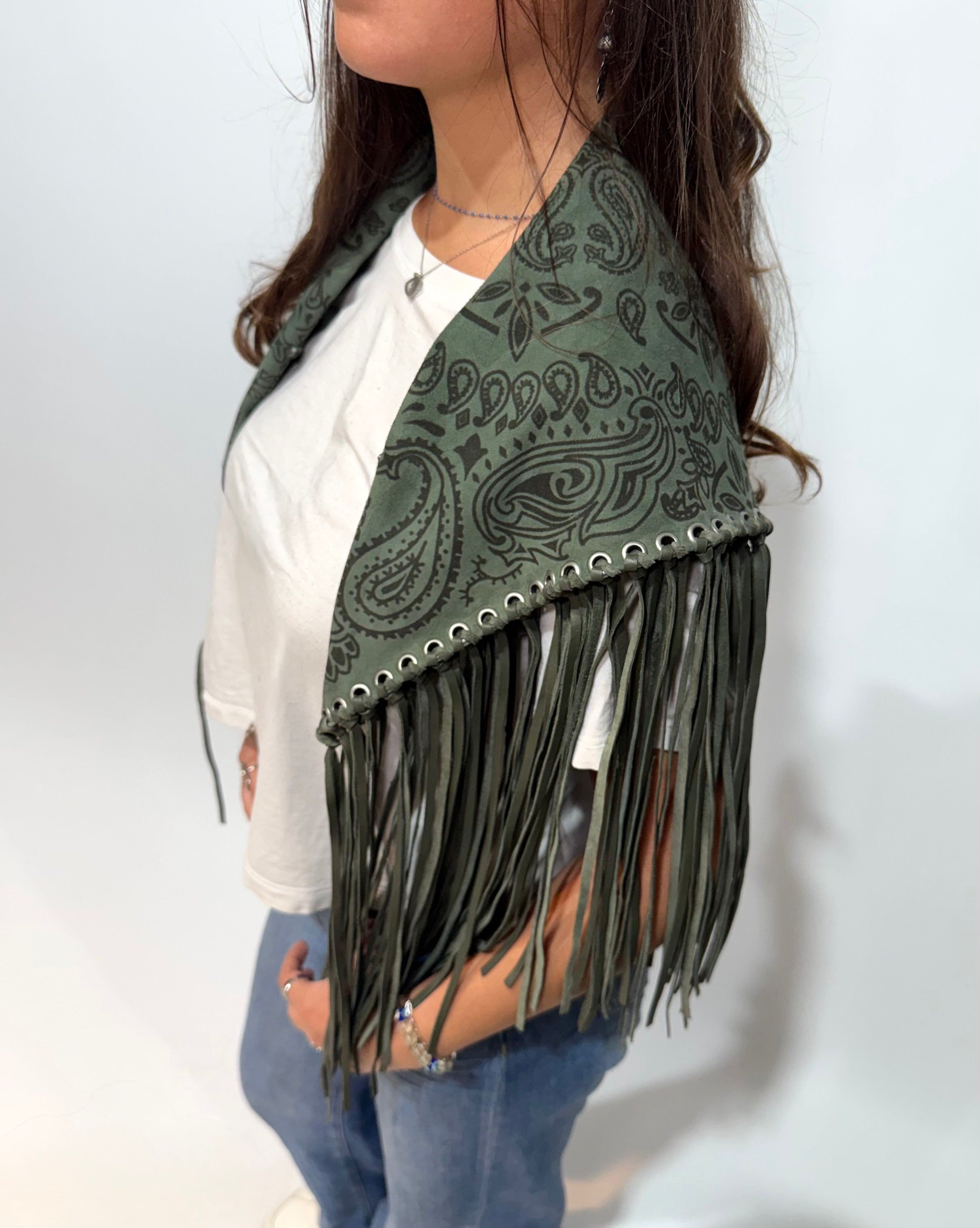 Signature Large Bandanna Scarf Moss Green
