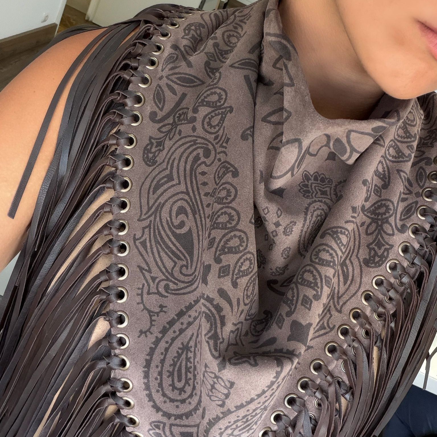 Signature Large Bandanna Scarf Cool Brown