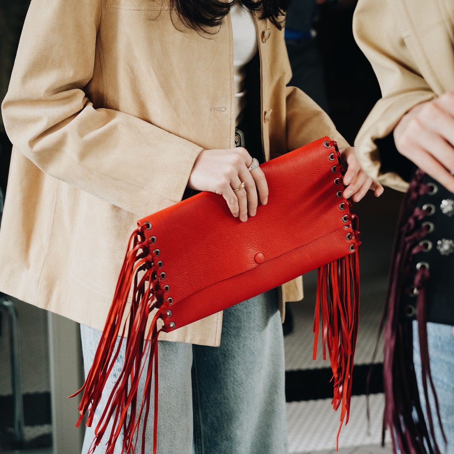 Signature Bright Red Tassle Bag
