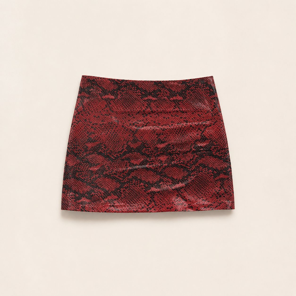 Red Snake Skin Mini Skirt