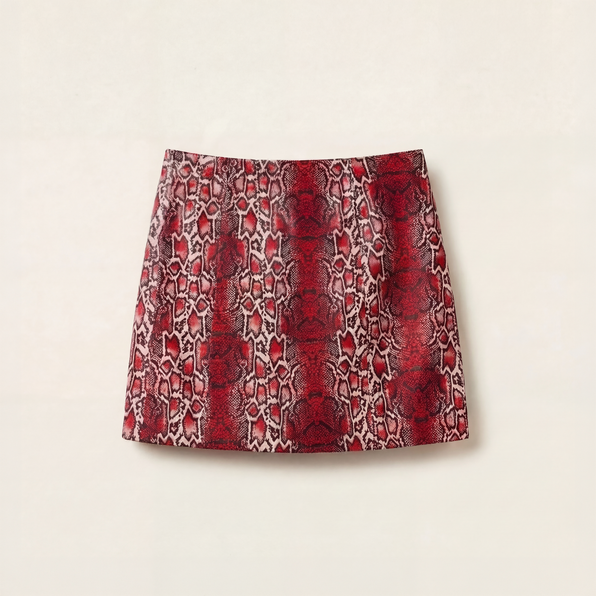 Crimson Red Snake Skin Mini Skirt