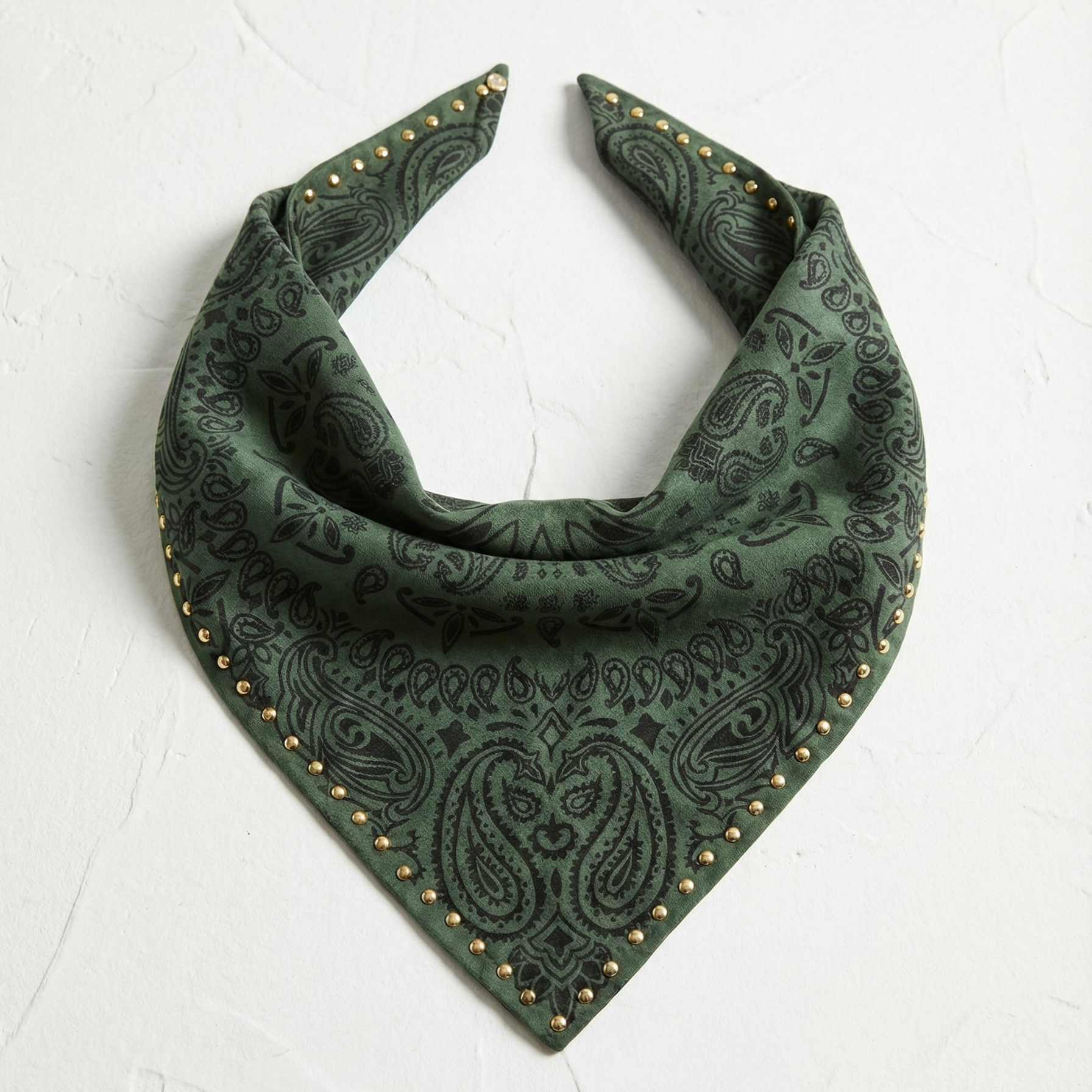 Studded Small Bandanna Scarf Green