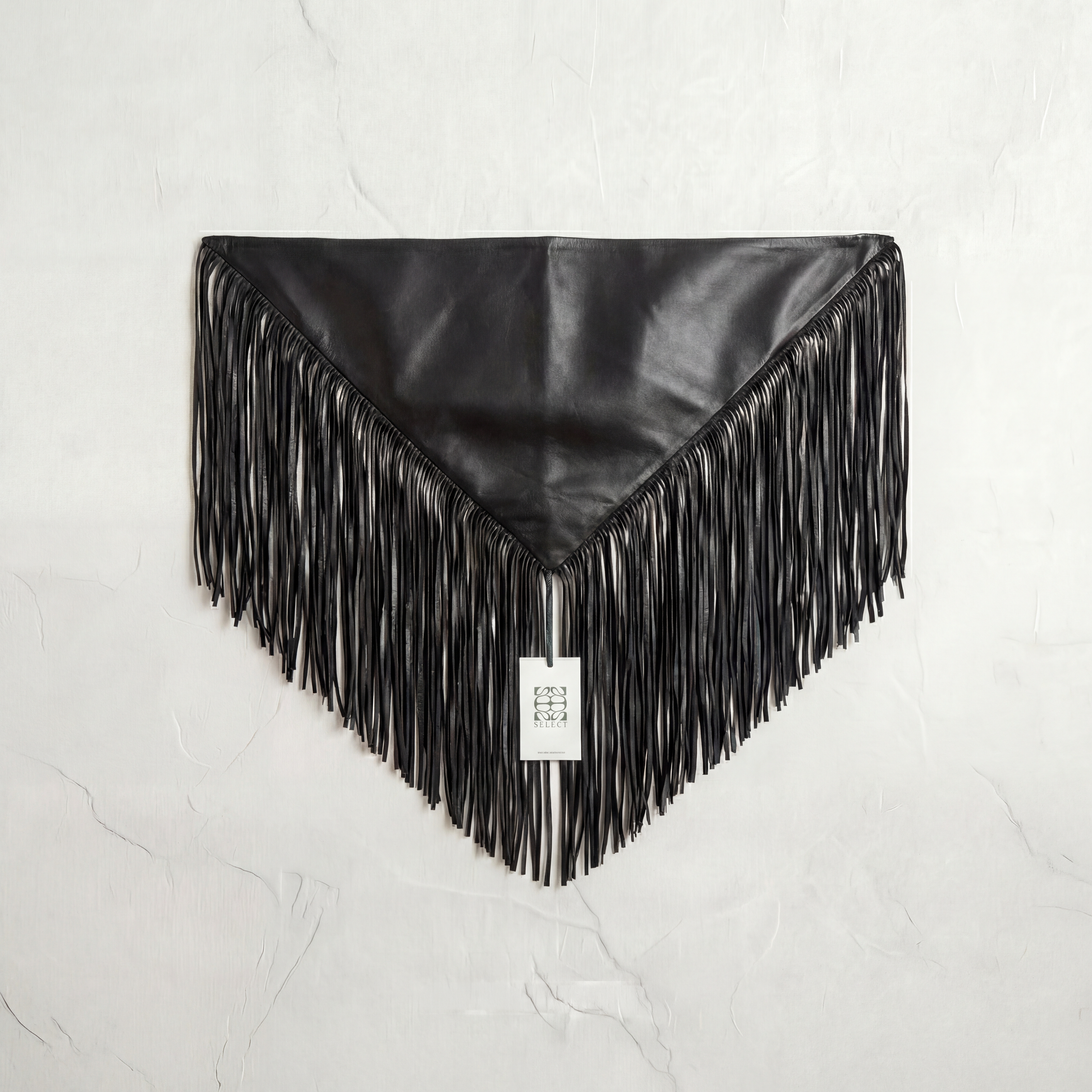 Signature Small Bandanna Scarf Black Shiny Leather