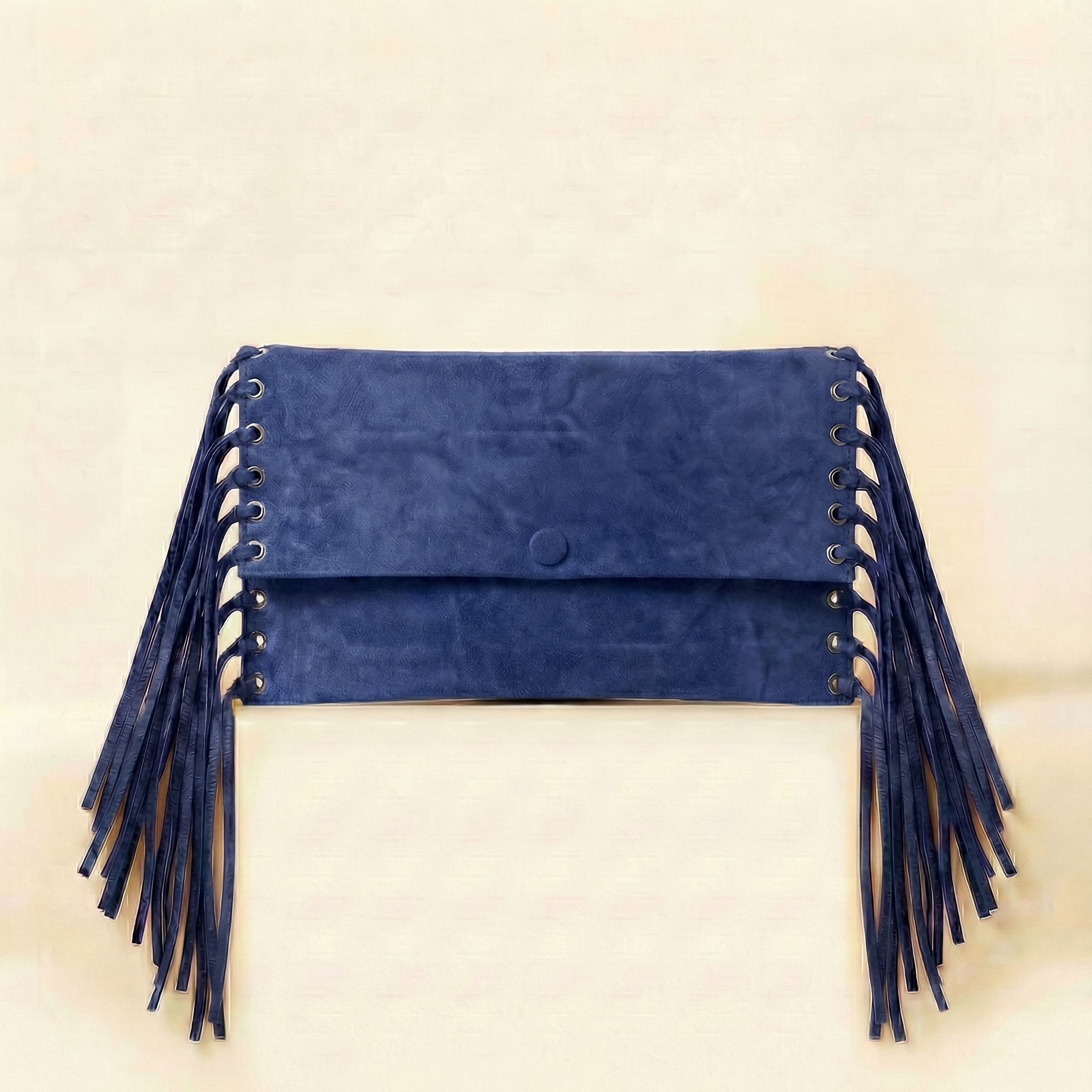 Signature Saks Blue Suede Tassle Bag