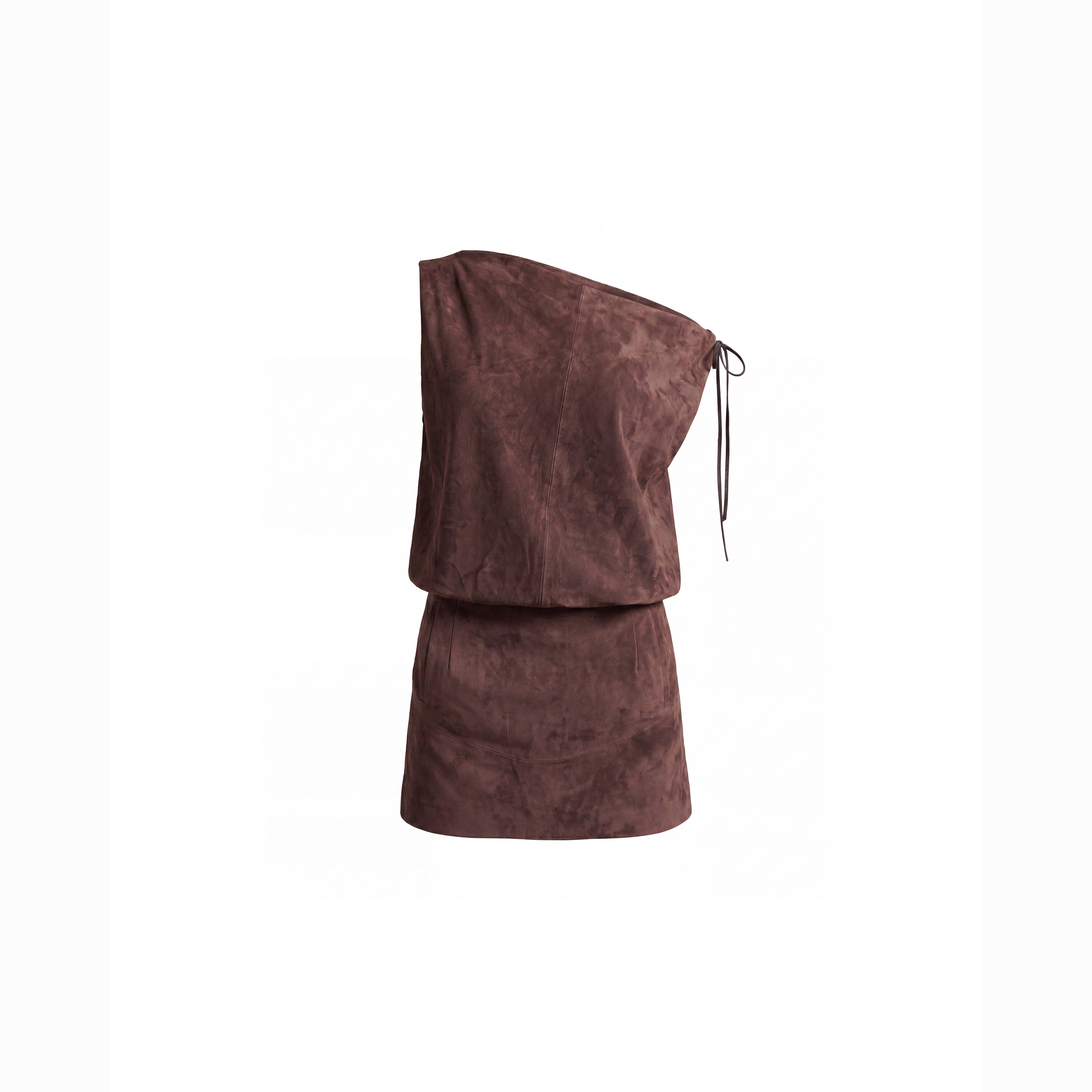 Off The Shoulder Brown Suede Dress