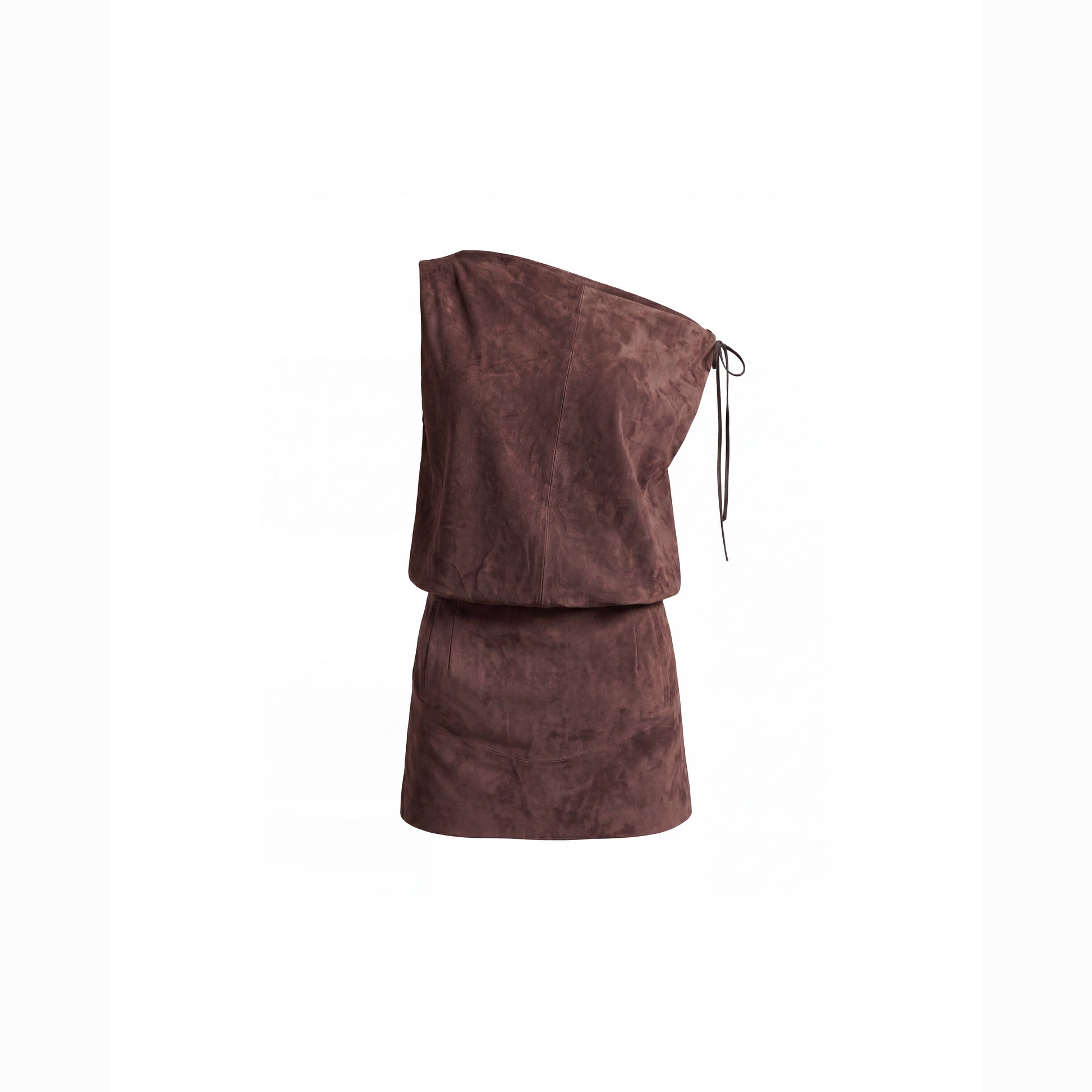 Off The Shoulder Brown Suede Dress