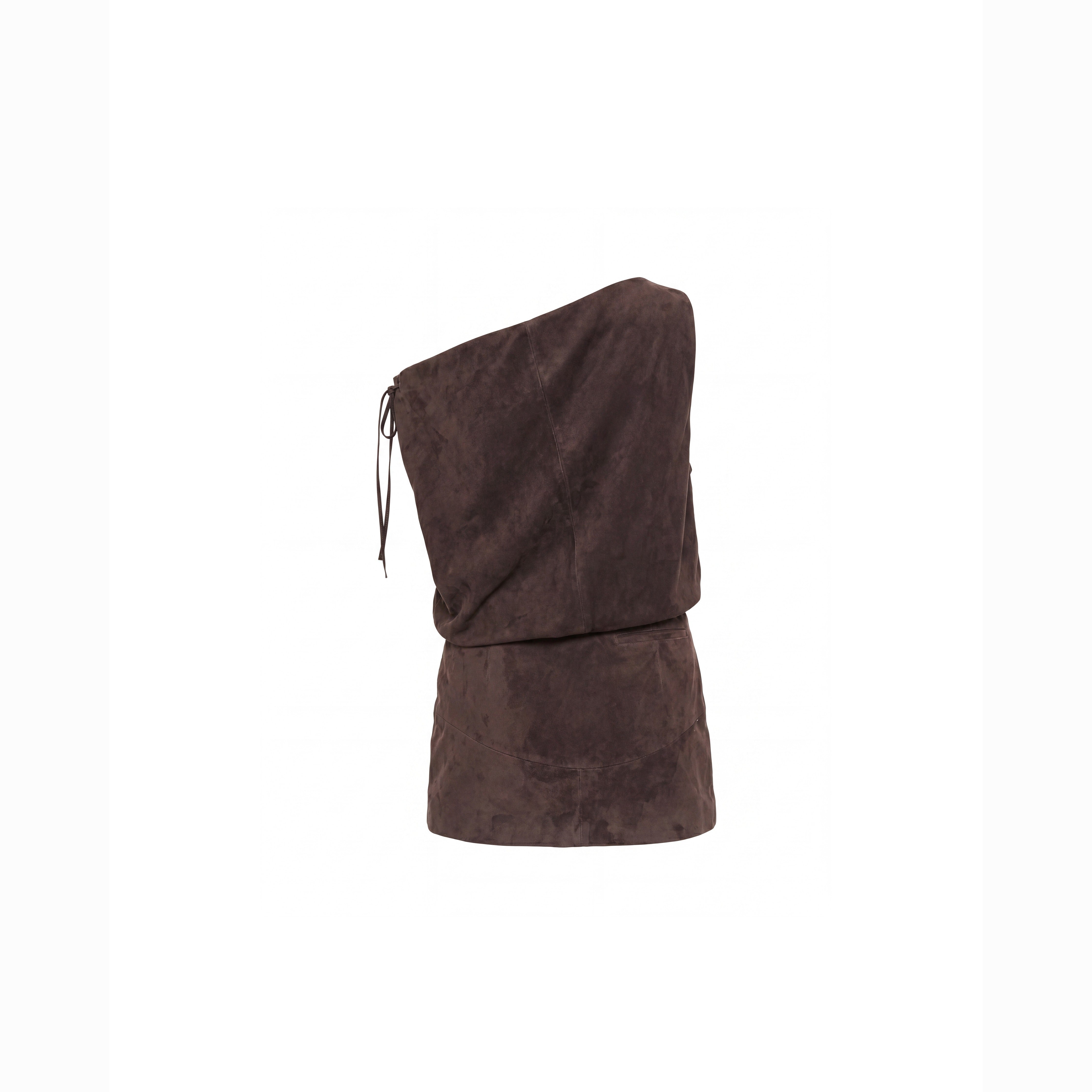 Off The Shoulder Brown Suede Dress