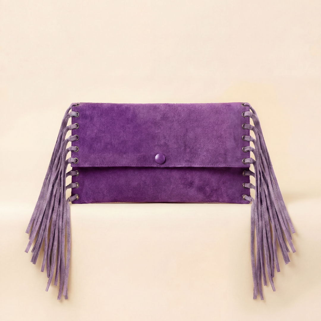 Signature Purple Suede Tassle Bag