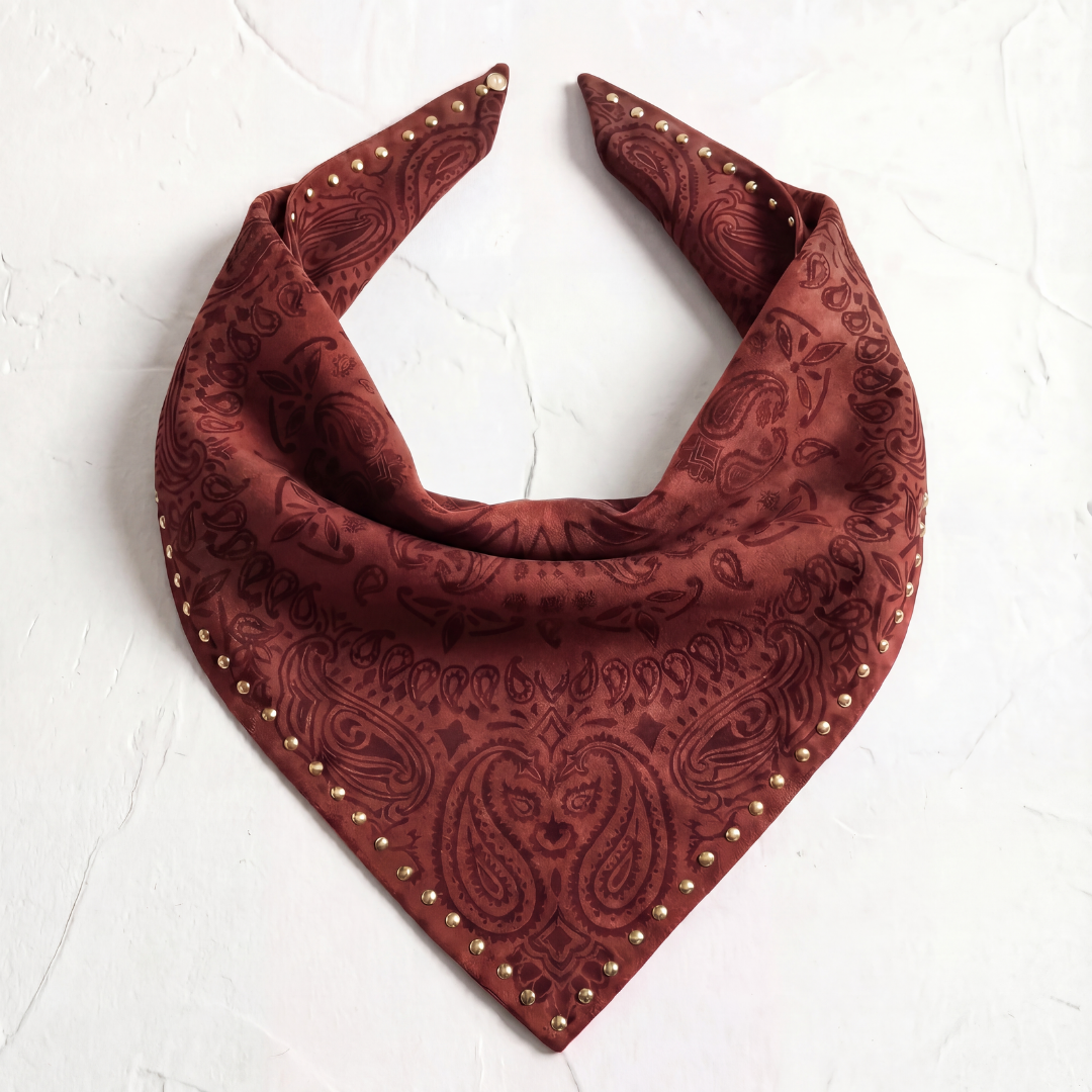 Studded Small Bandanna Scarf Terracota